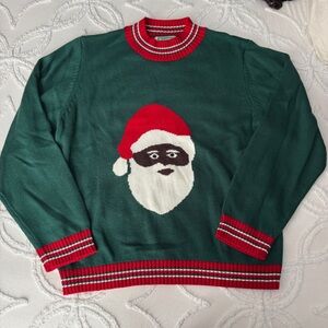 Festified Mens Black Santa Christmas Sweater Size XXXL 3X